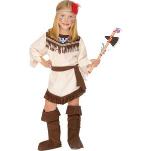 Widmann - Indiaan Kostuum - Misizaagiwininiwag Indiaan Amerika - Meisje - Bruin, Wit / Beige - Maat 110 - Halloween - Verkleedkleding