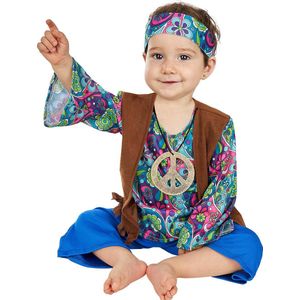 FUNIDELIA Hippie Kostuum voor baby - Maat: 50 - 68 cm - Blauw