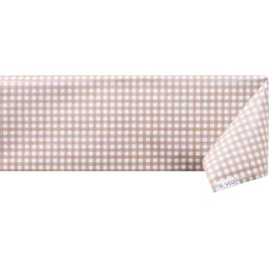 Raved Tafelzeil Boerenbont Ruit Beige  140 cm x  50 cm - PVC - Afwasbaar
