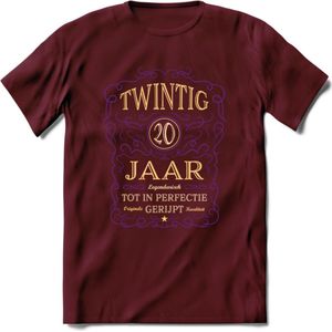 20 Jaar Legendarisch Gerijpt T-Shirt | Paars - Ivoor | Grappig Verjaardag en Feest Cadeau Shirt | Dames - Heren - Unisex | Tshirt Kleding Kado | - Burgundy - XXL