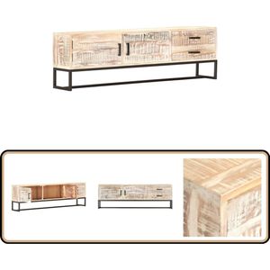 vidaXL Tv-meubel - 140x30x45 cm - Wit - Acaciahout Tv-meubel - Tv-stand - Acaciahout Meubels - Witte Meubels - Opbergkast