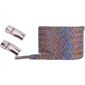 CHPN - Elastische Glitter veters - Met sluiting (voor kinderen) - Regenboog veters - Zelfstrikkend en glinsterend - Unisex - Schitterende veters - Hippe veters - 100CM - 1 paar
