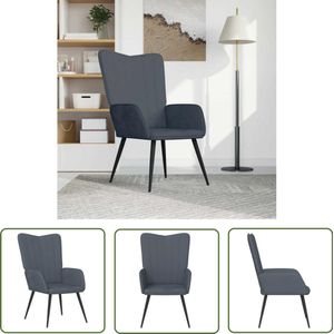 vidaXL Relaxstoel Fluweel Donkergrijs Relaxstoel - Velvet - Donkere Kleuren - Lounge Stoel - Huiskamer Meubels
