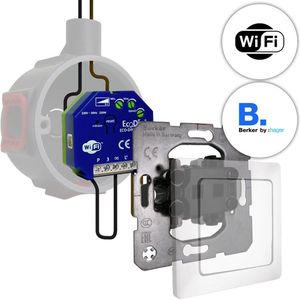 Berker led tastdimmer WiFi 0-200W, inbouw, kleine inbouwdiepte, 2-draads en 3-draads, ECO-DIM.10 + Berker pulsdrukker