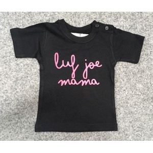 Baby shirt met opdruk ''luf joe mama '' zwart maat 80