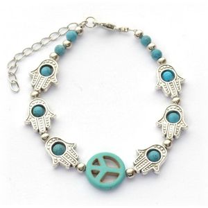 Fako Bijoux® - Armband - Turquoise - Hamsa Peace