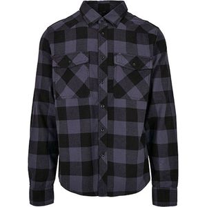 Flanel Checked Overhemd met borstzakken Black/Grey - L
