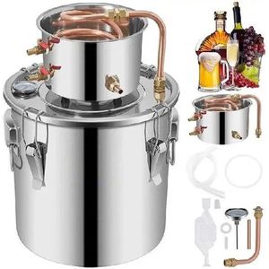 Top Kwaliteit Destilleerapparaat - Destilleerketel met Accessoires - Destileren - Brouwketel Voor het Maken van Bier Wijn en Sterke Drank - 20L