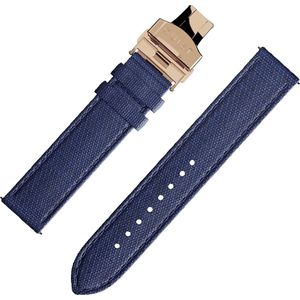 QUIST - horlogebandje - blauw cordura - gouden sluiting - 20mm