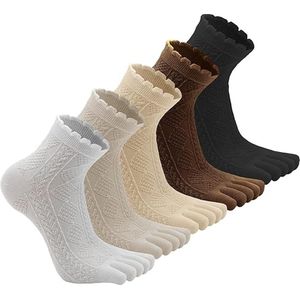 Teensokken 6 Paar - Women's - Teen Sokken - Katoen - Yoga Sokken - Gladde Teennaad - Geen Vervelende Naden - Toe Socks - Toesocks - Dames - Runner Teensokken - Sneakersokken - Retro-Mode - Antibacterieel - Ademend - Elasticiteit - Comfortabele Sokk