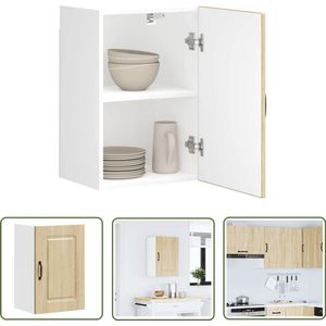 The Living Store Keukenwandkast Kalmar bewerkt hout sonoma eikenkleurig - Keukenkast - Wandkast - Opslagoplossing - Houten Kast - Sonoma Eiken