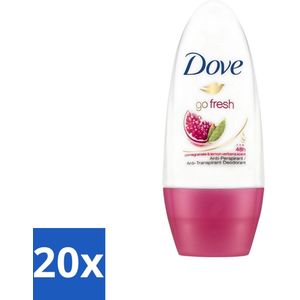 Dove - Deodorant - Roll-on Go Fresh Granaatappel - Frisse geur - 50 ml - Bulkverpakking - 20 stuks