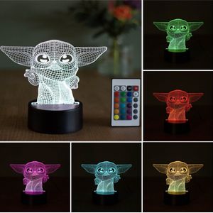 Klarigo® Nachtlamp – Star Wars - 3D LED Lamp Illusie – 16 Kleuren – Bureaulamp – Baby Yoda Lamp – The Mandalorian - The Child - Sfeerlamp – Nachtlampje Kinderen – Creative lamp - Met afstandsbediening