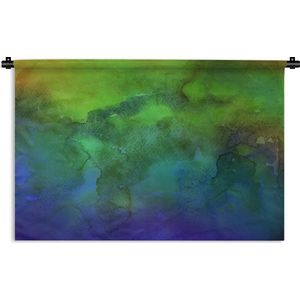 Wandkleed Waterverf Abstract - Abstract werk gemaakt van waterverf en groene en donkerblauwe kleuren Wandkleed katoen 60x40 cm - Wandtapijt met foto