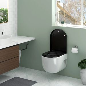 Néos® Antibacteriële Toiletbril - met Soft-Close - Antibacterieel Kindertoilet - Zwart - 45.4x36.1cm