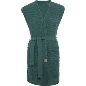 Knit Factory Luna Gebreide Gilet - Gebreid vest zonder mouwen - Mouwloos dames vest - Mouwloze groene cardigan - Laurel - 36/38