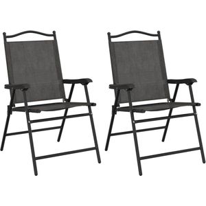 vidaXL Tuinstoelen - Inklapbaar - Staal en Textileen Tuinstoel - Tuinset - Buitendecoratie - Lounge Stoel - Relaxfauteuil