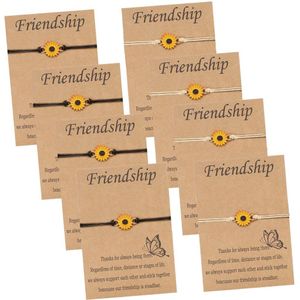 Bixorp Friends Vriendschapsarmbandjes voor 8 met Zonnebloem Beige & Zwart Bandje - BFF Armband Meisjes - Best Friends Armband Vriendschap Cadeau voor Acht