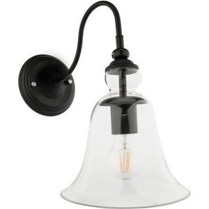 Groenovatie Vintage Wandlamp E27 Fitting - 310x220x310 mm - Glazen Lampenkap - Zwart