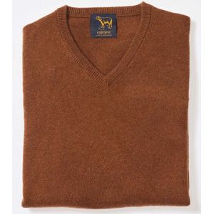 Osborne Knitwear Trui met V hals - Sweater heren in Lamswol - Pullover Heren - Spaniel - M