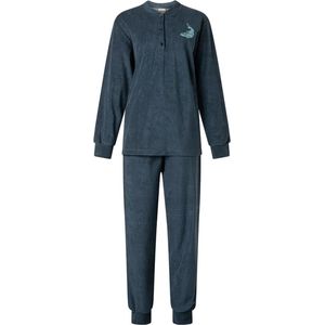 Lunatex - Badstof Dames Pyjama - Donkerblauw - Maat XL
