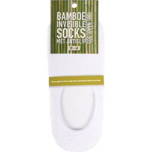 IZZLE BAMBOO Invisible Sneakersokken met antislip hiel - Wit - Maat 39/42 – 1 paar