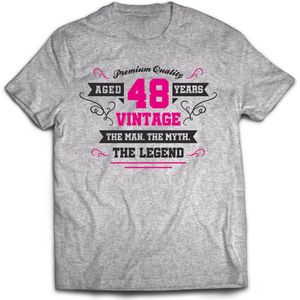 48 Jaar Legend - Feest kado T-Shirt Heren / Dames - Antraciet Grijs / Roze - Perfect Verjaardag Cadeau Shirt - grappige Spreuken, Zinnen en Teksten. Maat M