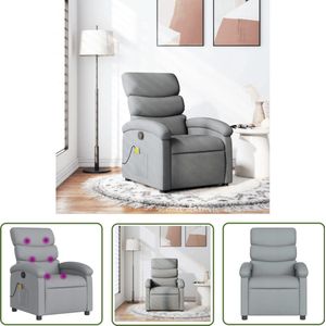 The Living Store Massagestoel verstelbaar stof lichtgrijs - Massagestoel - Ergonomische Stoel - Relaxstoel - Lounge Stoel - Elektrische Massage