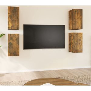 The Living Store Hangende TV-meubelen - Moderne Stijl - 30.5 x 30 x 60 cm - Gerookt eiken