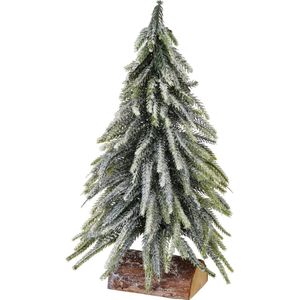 Kerstboom - Kunststof - 33xØ20cm - Sneeuw - Hout