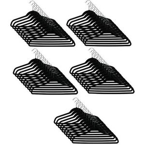 Kwaliteit Kledinghangerset 50 stuks - Non slip kledinghangers - Fluweel zwart