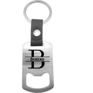 Luxe Sleutelhanger RVS - Leer - Berend