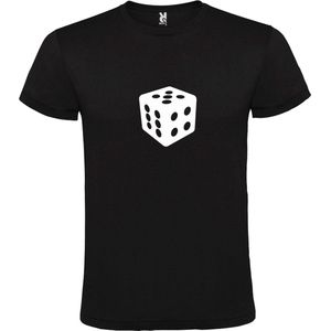 Zwart T-Shirt met “ Dobbelsteen “ afbeelding Wit Size XXXL