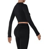 Xtreme - Sport crop top dames - Lange mouwen - Zwart - S - 1-Stuk - Sport top dames long sleeve