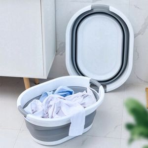 IBBO Shop - Opvouwbare wasmand - Wasmand - Opvouwbaar Mand - 25 L - inklapbaar wasmand - Siliconen - Opbergmand - Wasbox - Was Emmer - Grijs