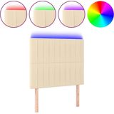 vidaXL - Hoofdbord - LED - 100x5x118/128 - cm - stof - crèmekleurig