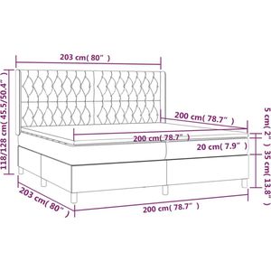 vidaXL - Boxspring - met - matras - en - LED - fluweel - donkerblauw - 200x200 - cm