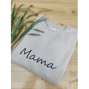 Sweater mama - geborduurde trui - beige - moeder