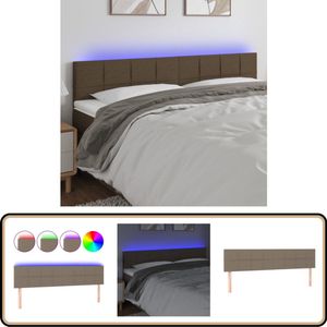 vidaXL Hoofdbord LED Taupe 200x78 cm Stof Hoofdboard - Led Verlichting - Bedstede - Taupecleur - Stoffen Headboard