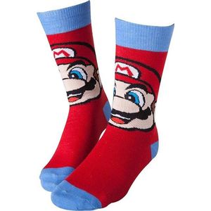 Nintendo - Mario Crew Socks, Red with Blue - Maat 43/46