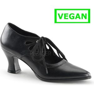 Victorian-03 Pump with short heel and shoe laces black matt - (EU 38 = US 8) - Funtasma