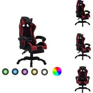 vidaXL Gamestoel - Luxe en verstelbare bureaustoel - Kunstleer - 64x65x(111.5-119) cm - Met RGB LED - Wijnrood/Zwart - Bureaustoel