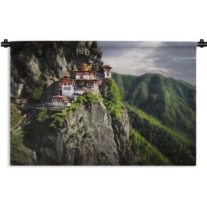 Wandkleed Bhutan - Boeddhistische tempel in Bhutan Wandkleed katoen 150x100 cm - Wandtapijt met foto