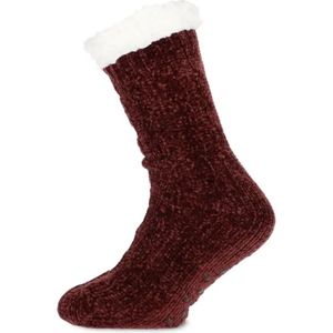 Basset dikke warme sokken - Anti Slip - Chenille - DS15033 - Bordeaux