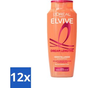 L'Oréal Paris Elvive - Shampoo - Dream Lengths - Voor Lang, Beschadigd Haar - 250 ml - Voordeelverpakking - 12 stuks