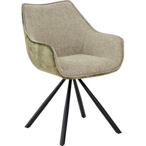 Furnihaus Draaibare Eetkamerstoelen met armleuning Amber Taupe - Groen - Set van 2