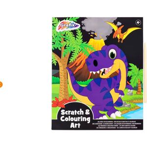 Scratch en colouring art - Kras en kleurboek -  Dino