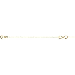 Lucardi Dames 14 Karaat geelgouden armband Infinity - Armband - 14 Karaat Goud - Geelgoud - 19 cm