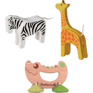 EverEarth - Rammelaar - Krokodil + Bamboe Giraffe & Zebra
