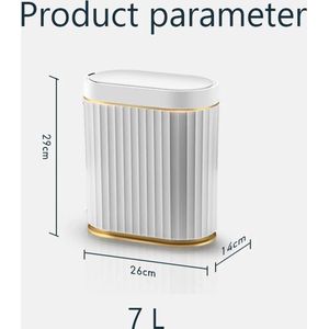 Fs2 - Prullenbak - 9 Liter Afvalemmer - Vuilnisbak met Elektrische Deksel - Sensorbediening - Hygiënisch - Keuken Afvalbak - Badkamer Afvalbak - Wit - Goud